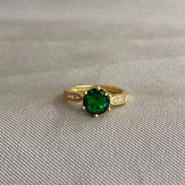 ANEL CRAVEJADO COM ZIRCONIA ESMERALDA