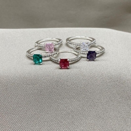 ANEL PEDRA QUADRADA ZIRCONIA CRAVEJADO COLORS