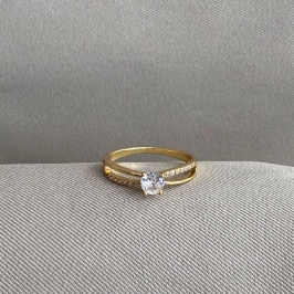 ANEL SOLITARIO VAZADO CRAVEJADO