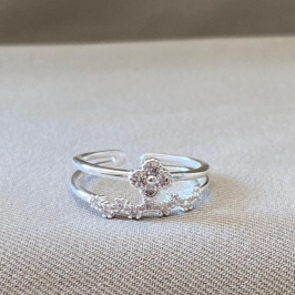 ANEL TREVO COM FILEIRA CRAVEJADA REGULAVEL