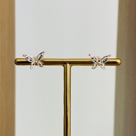 BRINCO BORBOLETA CRAVEJADA COLORIDA