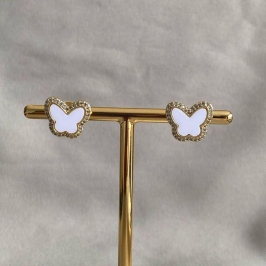 BRINCO BORBOLETA PEDRA BRANCA CRAVEJADA EM VOLTA