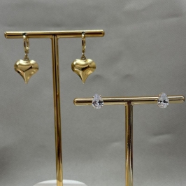 BRINCO DUPLA ARG CORAÇÃO/ZIRCONIA GOTA