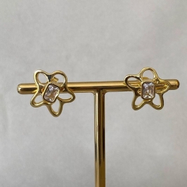 BRINCO FLOR COM ZIRCONIA