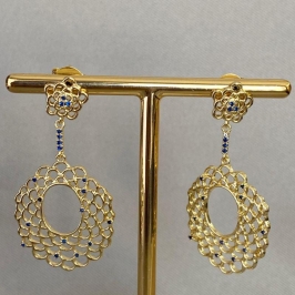 BRINCO FLOR COM ZIRCÔNIA AZUL