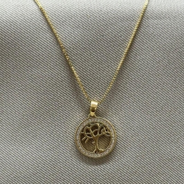 COLAR ARVORE DA VIDA REDONDA CRAVEJADA