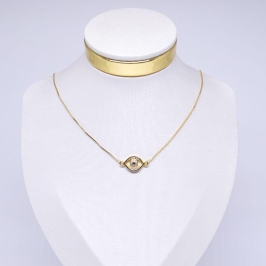 COLAR BIPARTIDA COM OLHO GREGO CRAVEJADO