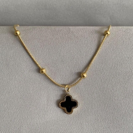 COLAR BOLINHA COM TREVO PRETO STEEL