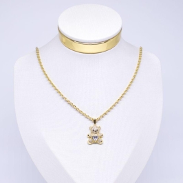 COLAR CADEADO COM URSO CRAVEJADO