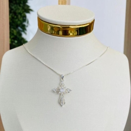 COLAR CRUZ CRAVEJADA COM ZIRCONIAS