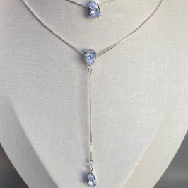 COLAR DUPLO COM 3 ZIRCONIAS GOTA