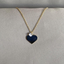 COLAR ELO CADEADO PONTO DE LUZ E PINGENTE CORAÇÃO