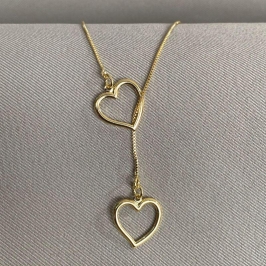 COLAR GRAVATINHA DOIS CORAÇÕES