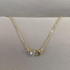 COLAR LETRA G COM CORAÇÃO ZIRCONIA