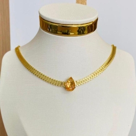 COLAR MALHA COM GOTA LARANJA