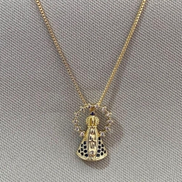 COLAR N.S APARECIDA CRAVEJADA COM COROA DE ZIRCONIAS
