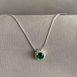 COLAR PINGENTE REDONDO PRETO CRAVEJADO EM VOLTA