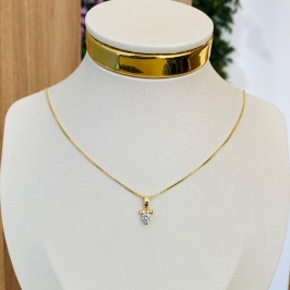 COLAR ZIRCONIA COM LAÇO