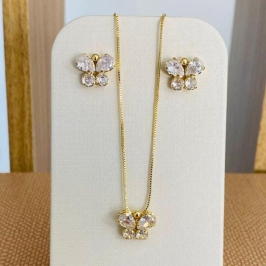 CONJUNTO BORBOLETA ZIRCONIA