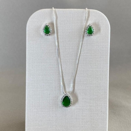 CONJUNTO GOTA ESMERALDA COM MICRO ZIRCONIA