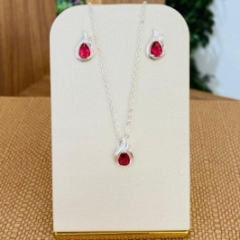 CONJUNTO GOTA ZIRCONIA VERMELHA