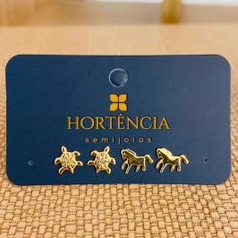 DUPLA DE BRINCOS CAVALO / TARTARUGA