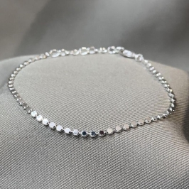 PULSEIRA 17CM BOLINHA DIAMANTADA LISA AMASSADA