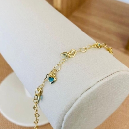PULSEIRA ELOS CORAÇÕES COM CORAÇÃO AZUL