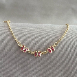 PULSEIRA INFANTIL BORBOLETA ROSA