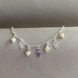 PULSEIRA MÃO DE FATIMA COM PEROLA