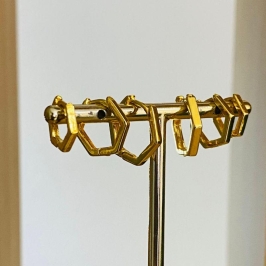 TRIO DE BRINCOS ARGOLINHA HEXAGONAL