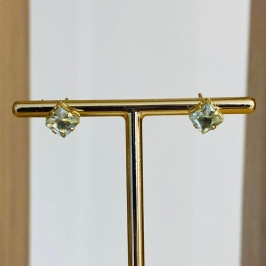 BRINCO ZIRCONIA VERDE CLARO QUADRADA G