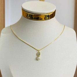 COLAR CORAÇÃO COM PEROLA