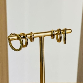 TRIO DE BRINCOS ARGOLINHA CRAVEJADA