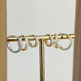 TRIO DE BRINCOS ARGOLINHA CRAVEJADA