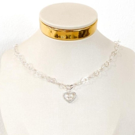 CHOCKER ELOS CORAÇÕES COM CORAÇÃO CRUZ