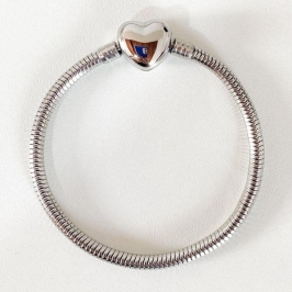 PULSEIRA DE BERLOQUE FECHO CORAÇÃO 21CM EM STEEL