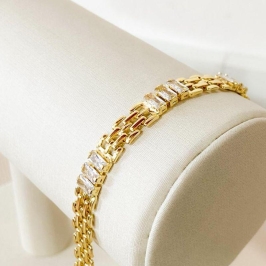 PULSEIRA MALHA RELÓGIO COM ZIRCONIAS