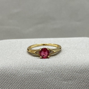ANEL COM ZIRCONIA REDONDA ROSA