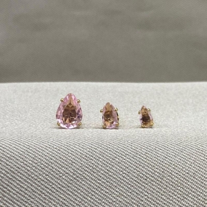 BRINCO TRIO GOTA EM ZIRCONIA LIGHT ROSE 3*5/4*6/6*8MM