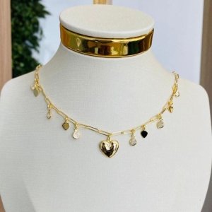 CHOCKER CORAÇÃO COM PENDURICALHOS