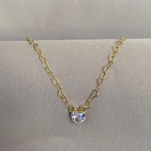 CHOCKER ELOS CORAÇÃO COM PING CORAÇÃO CRISTAL
