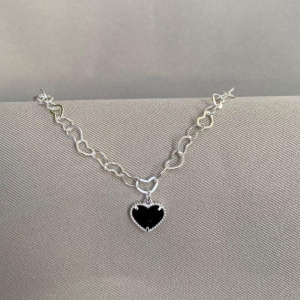CHOCKER ELOS CORAÇÃO COM PING CORAÇÃO PEDRA PRETA