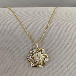 COLAR FLOR COM ZIRCONIA CRISTAL