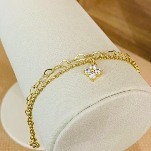 PULSEIRA DUPLA TREVO/ ELOS CORAÇÕES