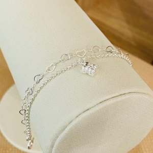 PULSEIRA DUPLA TREVO/ ELOS CORAÇÕES