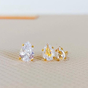 TRIO DE BRINCOS GOTA CRISTAL