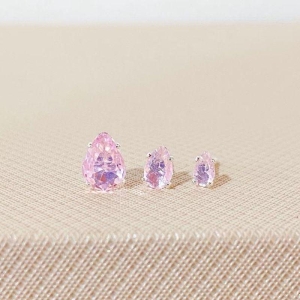 TRIO DE BRINCOS GOTA ROSA