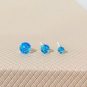TRIO DE BRINCOS ZIRCONIA AZUL CLARO
