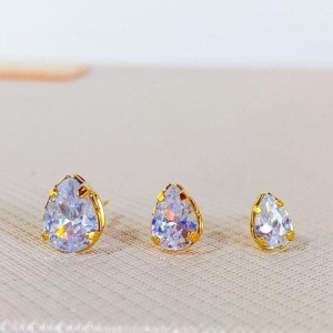 TRIO DE BRINCOS ZIRCONIA CRISTAL